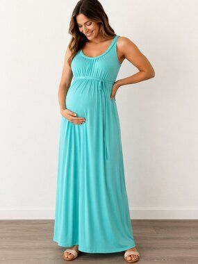Liz Lange Maternity Aqua Maxi Dress Size S/P